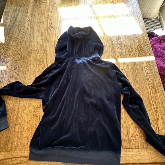 Vintage Juicy Couture Midnight Blue Velour Track Hoodie Jacket Medium - Picture 11 of 11